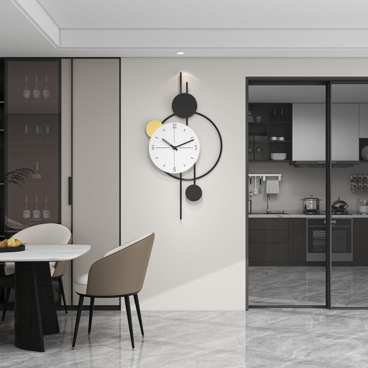JUJUDA Large Wall Clock for Living Room, Big Decorative Wood Silent Wall Clocks for Home Decor Bedroom Kitchen Office, 27 Inch Modern Wall Clock Battery Operated Non Ticking Metal Unique Clocks Wall