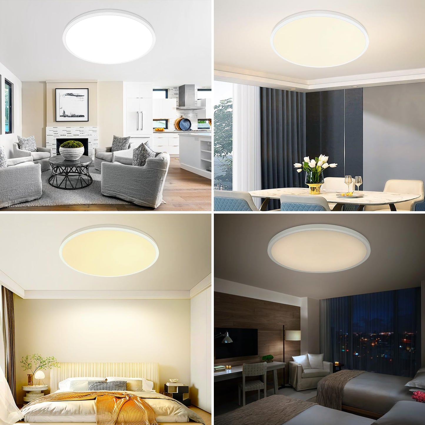 Glowall 24 Inch Led Flush Mount Ceiling Light Fixture, Ultra Thin, Dimmable with Remote Control, 56W, 5600 Lumen, Modern, Round, White, for Kitchen, Dining Room, Bedroom, Living Room, Home Office