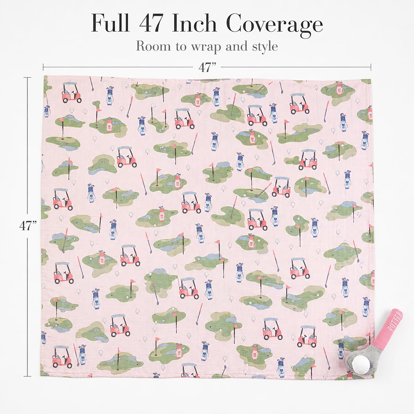 Mud Pie Pink Golf Swaddle and Rattle