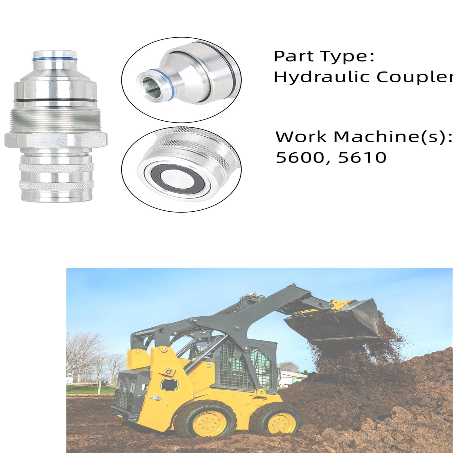 kimllier 7246802 7246799 1/2 Hydraulic Male & Female Flat Face Quick Connect Coupler Set 48mm Thread Diameter Compatible with Skid Steer Loader