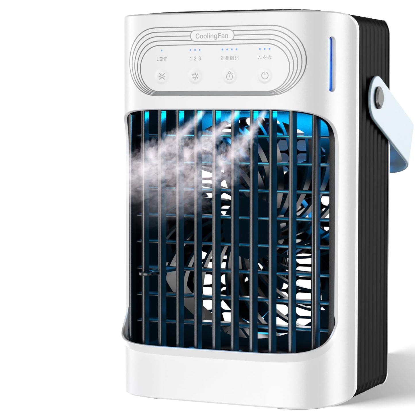 Portable Air Conditioner Cooling Fan with Remote, Quiet with 3 Speeds, 1200ml Personal Air Cooler Fan with 3 Mist, 7 Night Light, 8H Timer, Small Air Conditioner for Bedroom Office (White)