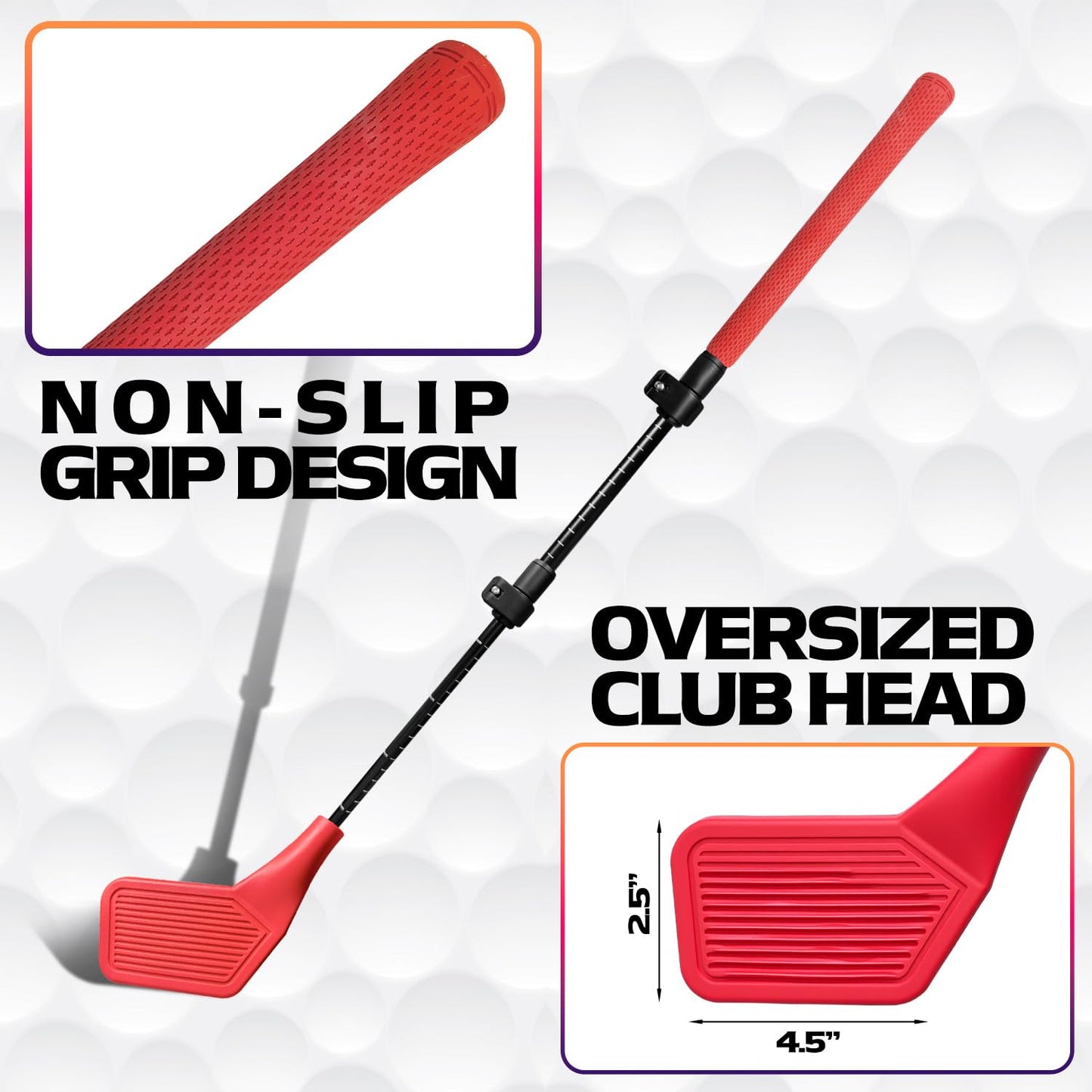 wootfairy Beginner Kids Golf Club Set, Adjustable Kids Junior Golf Clubs with Oversized Club Heads for Family Play Golf Game in Backyard, Grass & Park Play