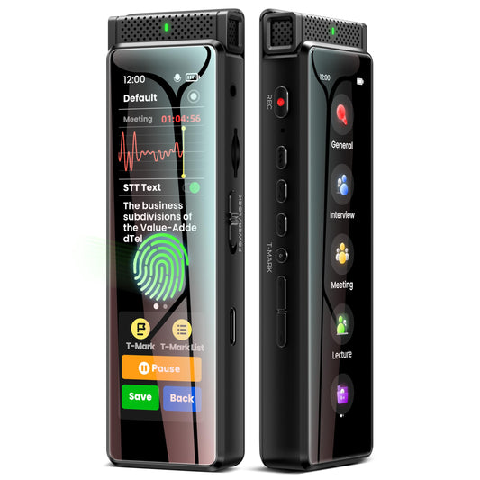 72GB Digital Voice Recorder with Playback, Innioasis R1 Full Touchscreen Voice Recorder with AI Intelligent Transcription and Bluetooth, Voice Activated Sound Audio Recorder Device with Mic (Black)
