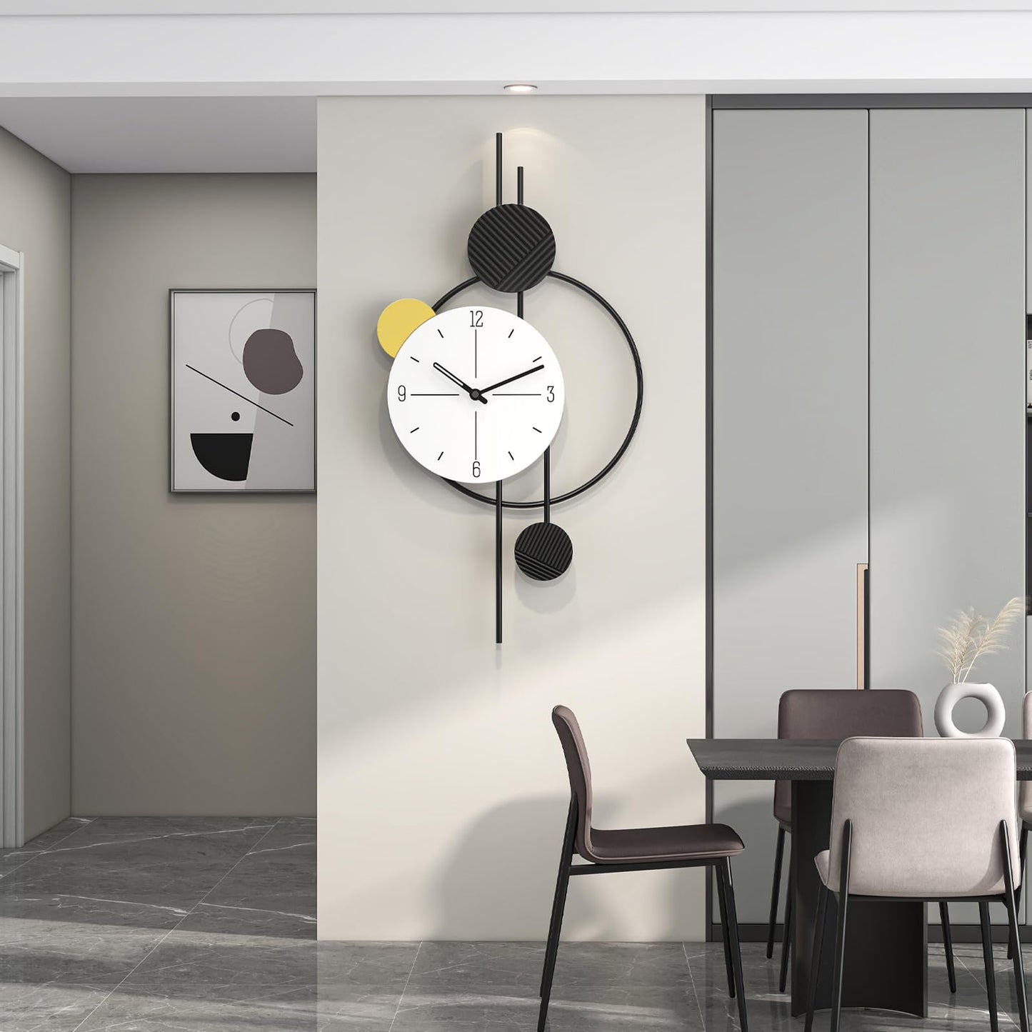 JUJUDA Large Wall Clock for Living Room, Big Decorative Wood Silent Wall Clocks for Home Decor Bedroom Kitchen Office, 27 Inch Modern Wall Clock Battery Operated Non Ticking Metal Unique Clocks Wall