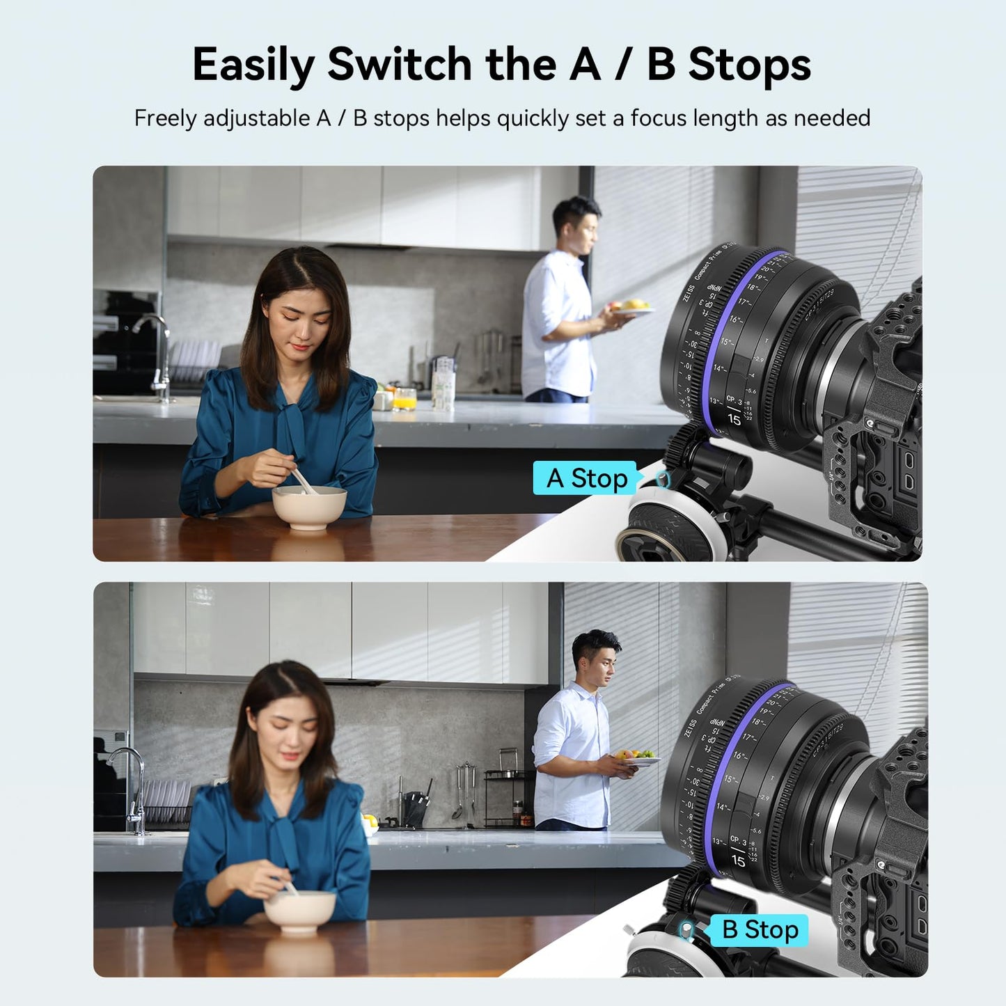 SmallRig Mini Follow Focus with A/B Stops & 15mm Rod Clamp and Snap-on Gear Ring Belt for DLSRs and Mirrorless Cameras, Fits Different Diameter Lenses Up to 114mm - 3010C