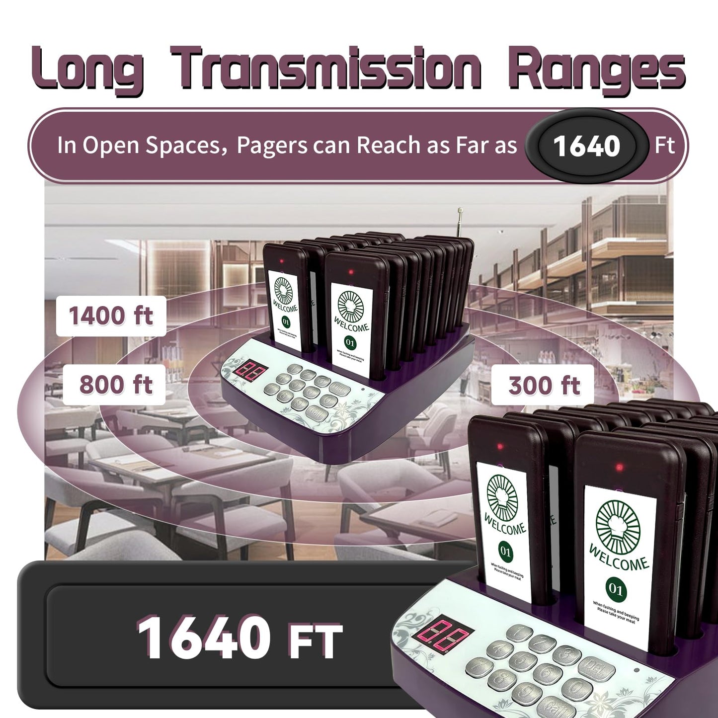 PANDAAR Beepers for Restaurants,Restaurant Buzzer System,16 Pagers with Vibration, Flashing and Buzzer,Lineup Waiting Queue Pagers for Restaurant Food Truck Church Nursery