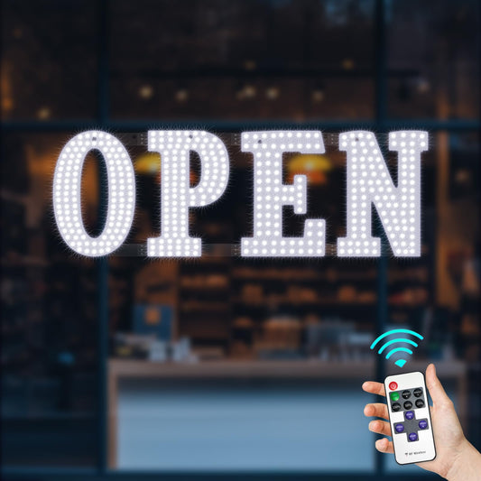 30" x 10" Large LED Open Sign with Remote Control High Bright Visibility Business Sign 14 Mode Electric Display Sign Suitable for Shop, Bar, Hotel, Retail and Restaurant