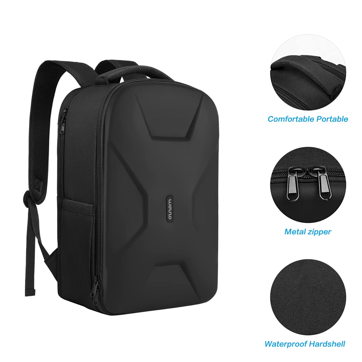 MOSISO 15.6-16 inch 35L Laptop Backpack with USB Charging Port for Women Men, Waterproof Hardshell Travel Business Computer Bag, Anti-Theft Daypack with Luggage Strap, Black