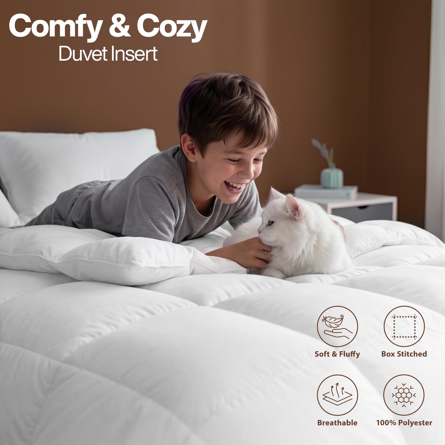 Utopia Bedding Comforter Duvet Insert, Quilted Comforter with Corner Tabs, Box Stitched Down Alternative Comforters Twin Size (White, Pack of 2)