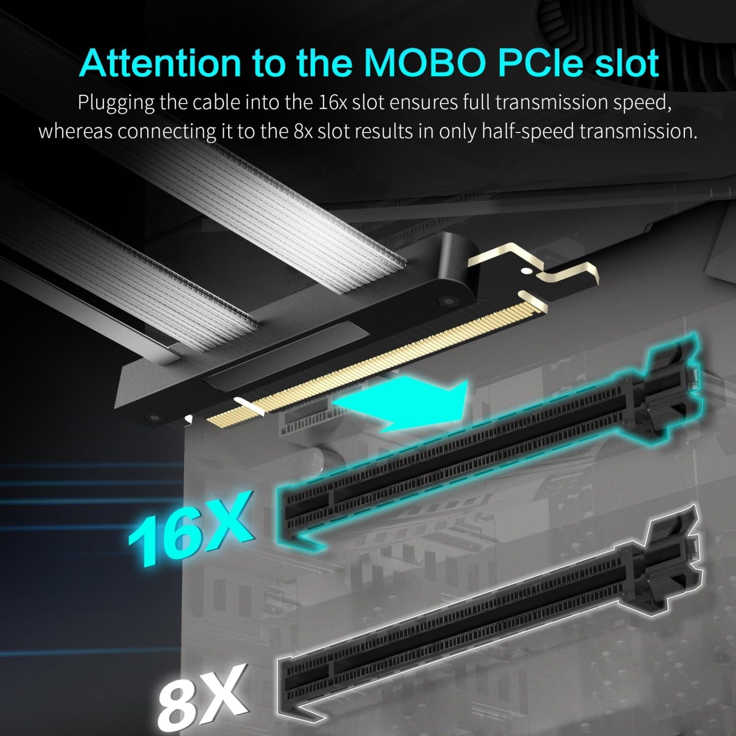 PCIe 5.0 Riser Cable 200mm - 32GT/s x16 GPU Extension Compatible with RTX 4090/5090, RX 7900XTX, WRX80/90E - Backwards Compatible with PCIe 4.0/3.0 - 29AWG Wires, Foxconn Armor, 6-Layer Black PCB