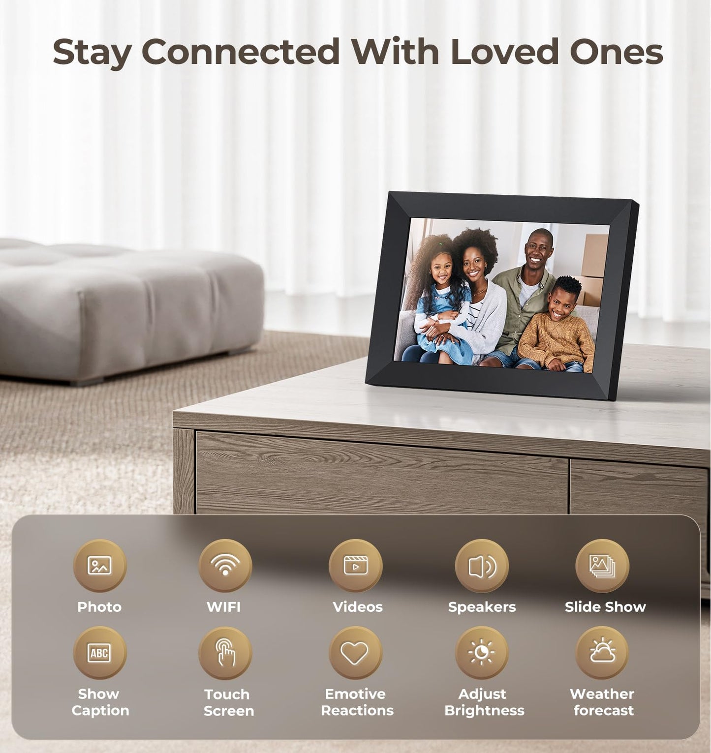 FRAMEO 10inch Digital Picture Frame WiFi Smart Photo Frame Electronic Digital Picture Frames Load from Phone1280x800 HD IPS Touch Screen,Automatic/Slideshow/Share Videos Photo-Black