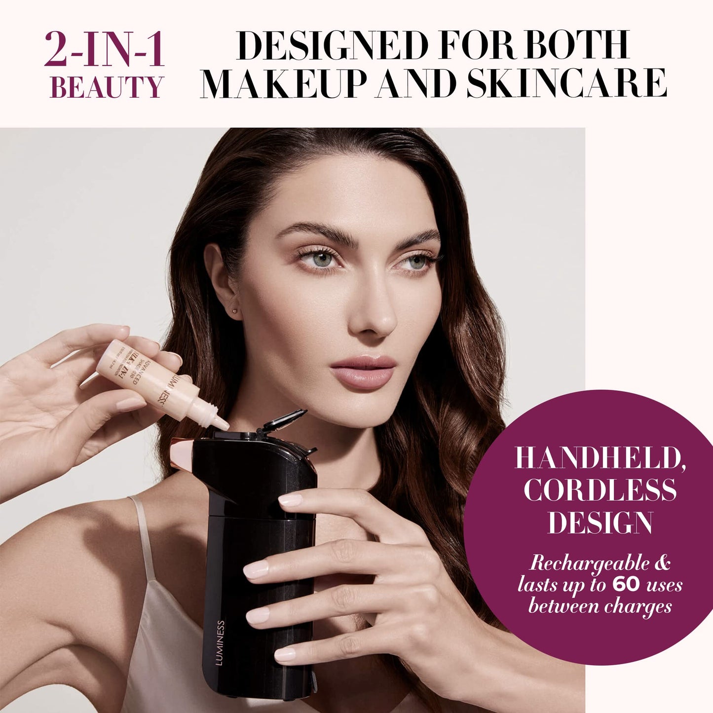 Luminess BREEZE DUO Airbrush Makeup System, Warm Coverage – 9-Piece Kit includes 2x Silk Airbrush Foundation, Soft Rose Blush, Glow Highlighter, Moisturizer Primer, and Airbrush Cleaning Solution