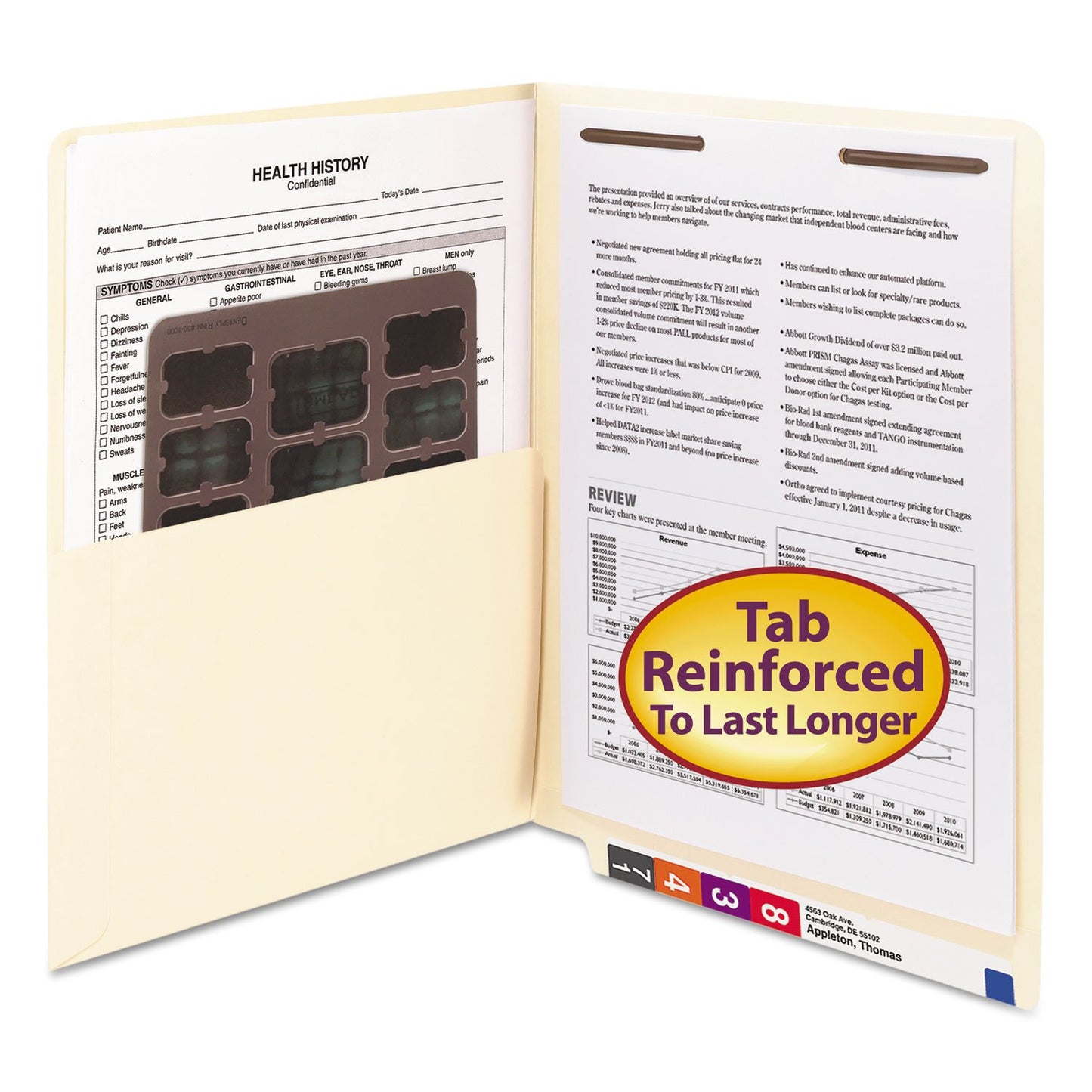 Smead End Tab Pocket Folder with Fastener, Straight-Cut Tab, 1 Pocket, Letter Size, Manila, 50 Count