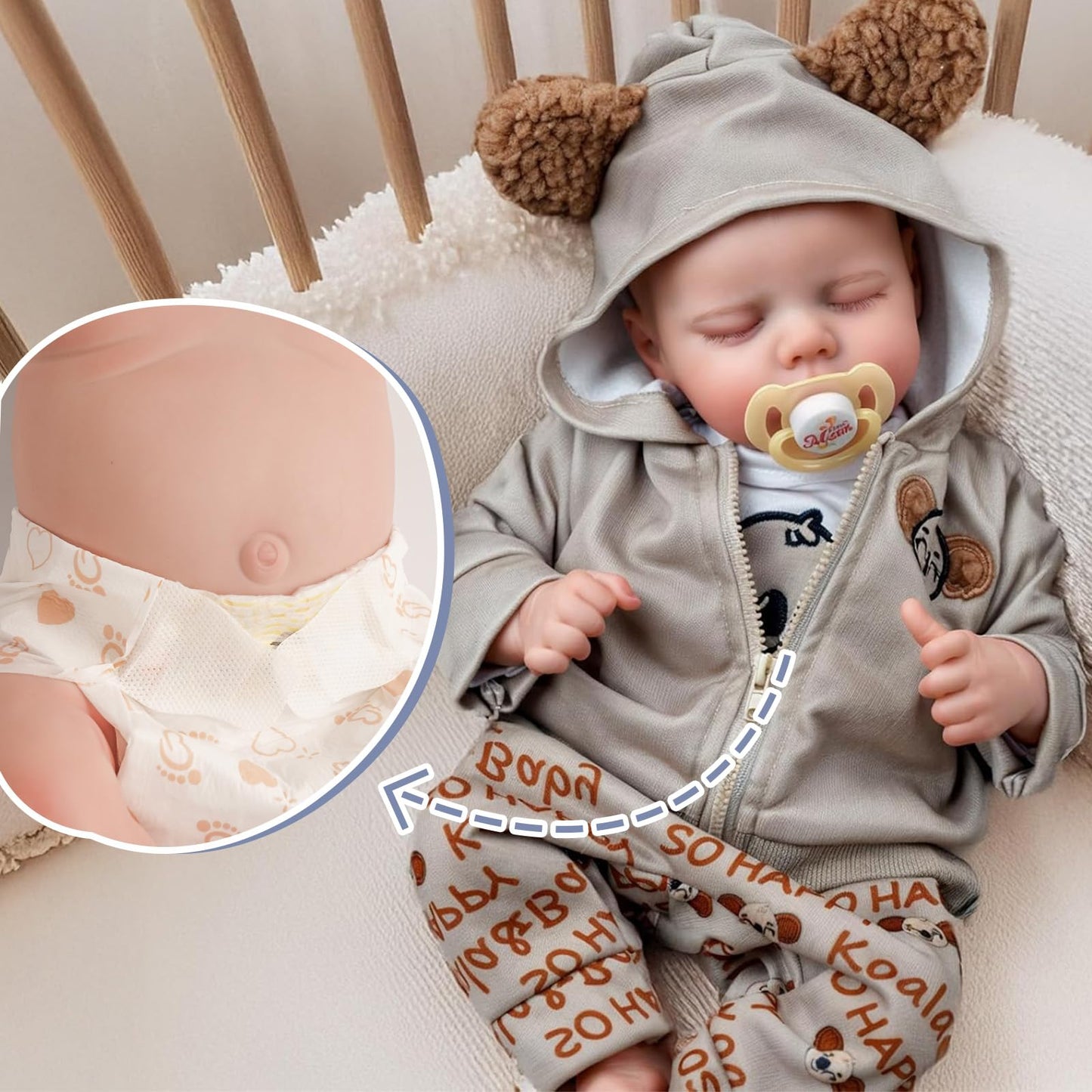 JIZHI Realistic Reborn Baby Dolls Girl, 17 Inch Lifelike Newborn Real Life Baby Girl Dolls Soft Vinyl and Cloth Body with Feeding Kit Gift Box for Kids Age 3+
