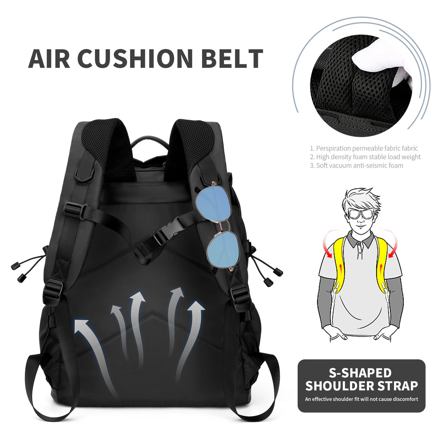 BJIAX Vintage Laptop Backpack for Men & Women, 30L Functional Stylish Backpack with Stretchy Side Pocket Design, Water Resistant College Work Commuter Travel Backpack Fits 15.6 Inch Tablet, Notebook
