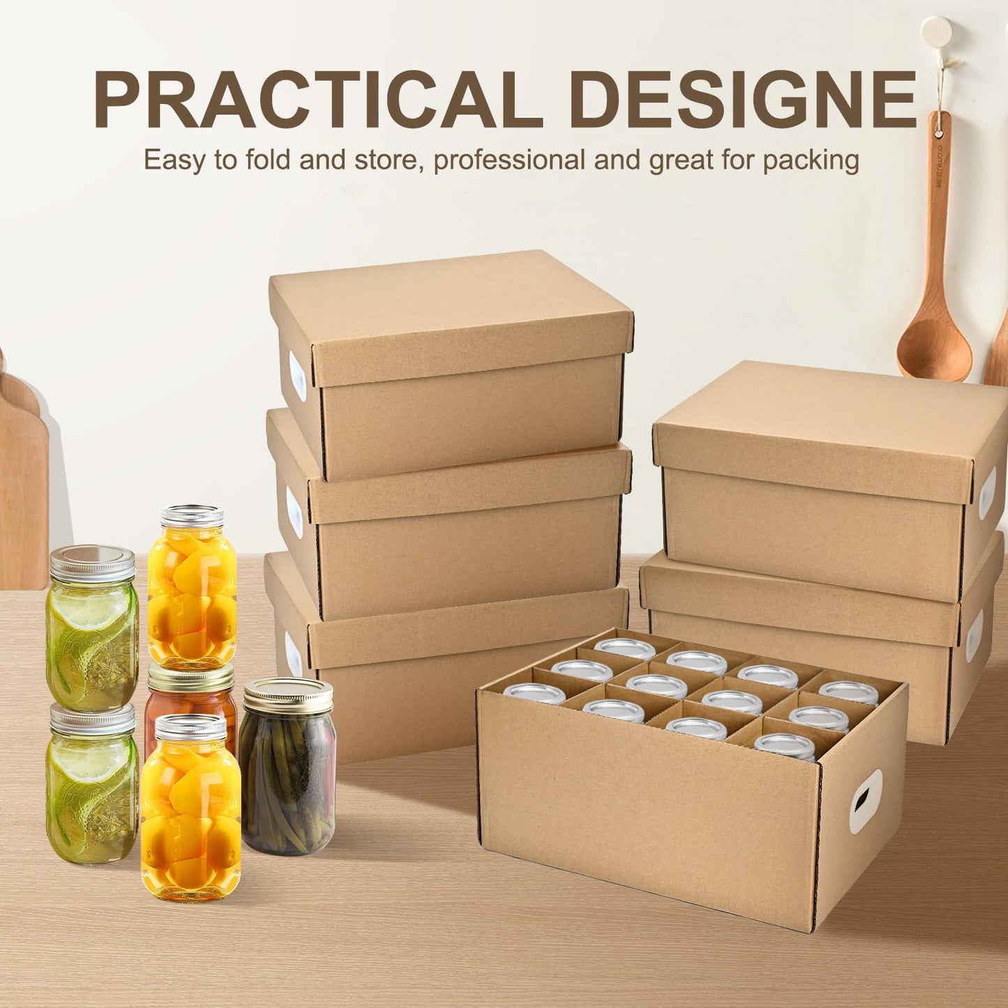 6 Pcs Canning Jar Storage Boxes, Fits 32 oz Regular or Wide Mouth Jars, 12 Cells Mason Jar Organizer
