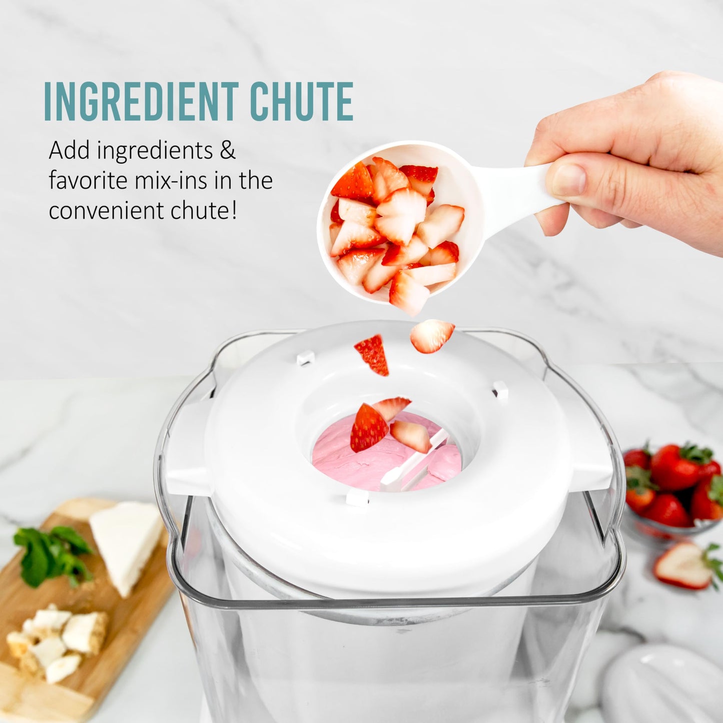 Nostalgia Electric Ice Cream Maker with 2-Qt Double Insulated Gel Canister & Stainless Steel Base - Makes Sorbet, Soft Serve, and Frozen Yogurt - White
