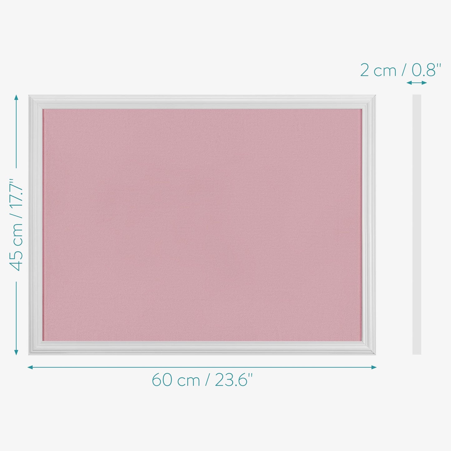 Navaris Framed Fabric Bulletin Board - 18 x 24 inches Plush Jewelry Organizer Pinboard for Wall - Memory Memo Pin Board - Rose with White Frame