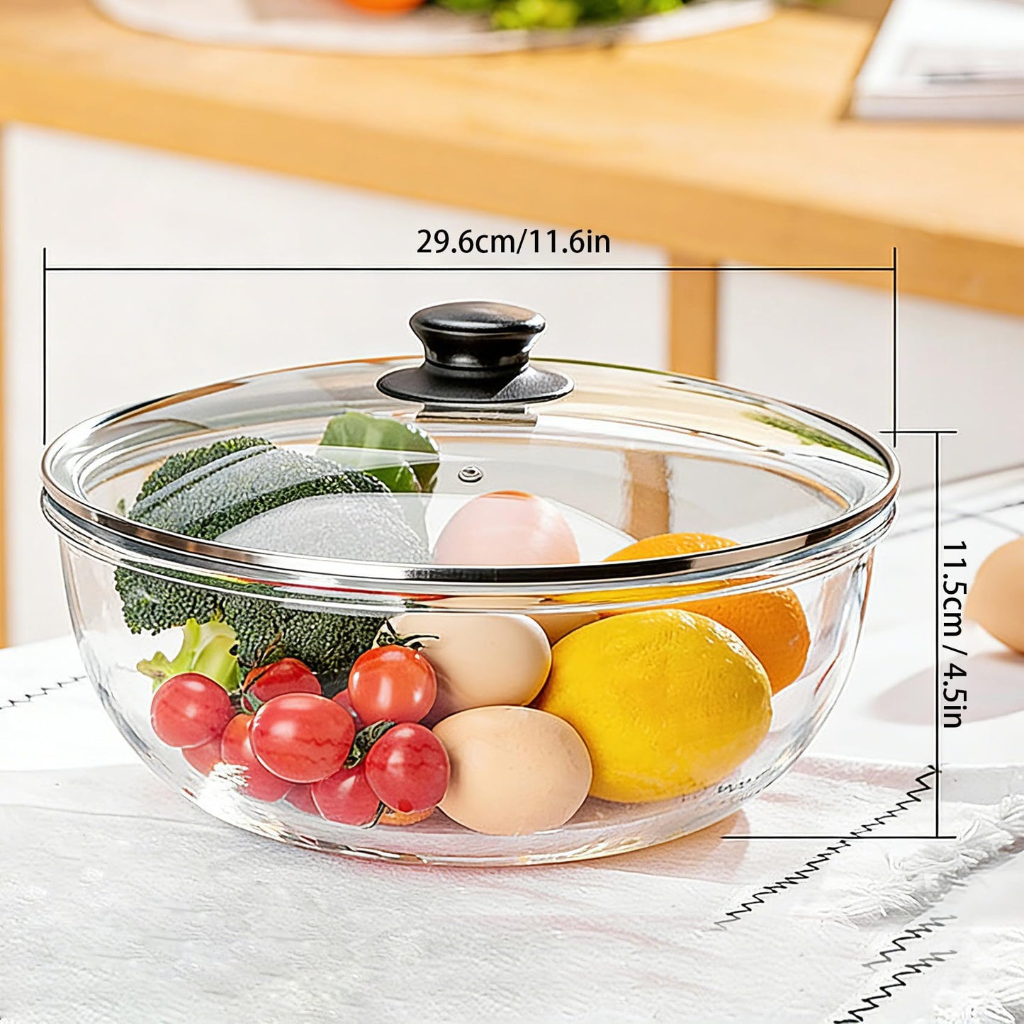 Bairuiin Large Glass Bowl for Sourdough Bread Making 6 QT Glass Mixing Bowl for Sourdough Bread with Lid Clear Breads Proofing Bowl with Covers Ideal for Kitchen Storage