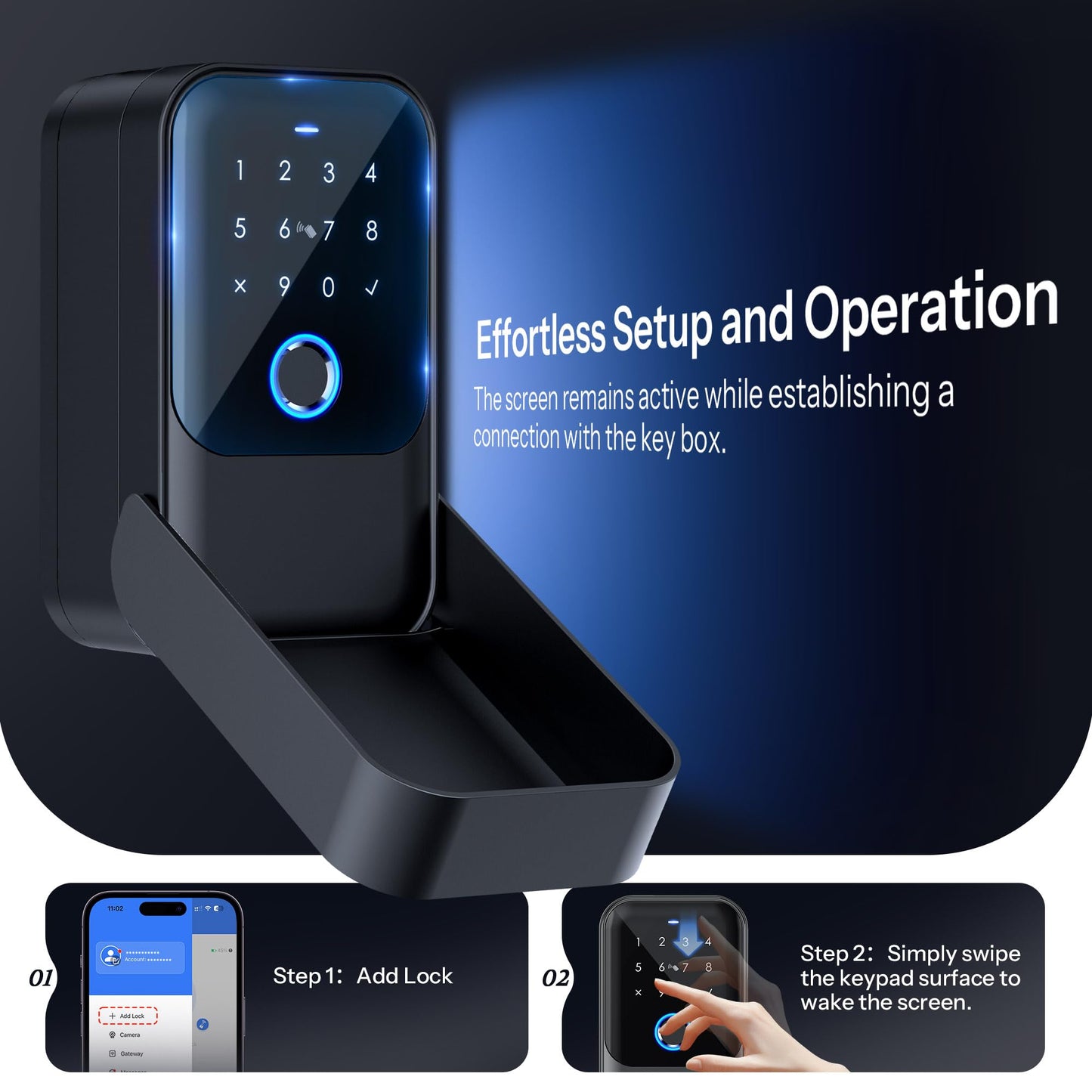 LOQRON Smart Key Box - Advanced Fingerprint Recognition, App Control, Manual Keys, Access Card - Weatherproof, Wall Mounted & Door Hanging for Home, Airbnb, Realtor and Office