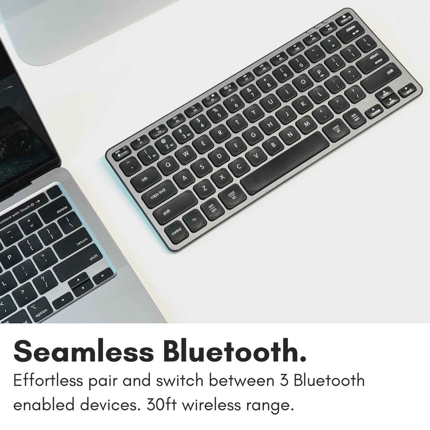 Macally Bluetooth Keyboard for Mac - Premium Multi Device Keyboard - Compatible Apple Wireless Keyboard for MacBook Pro/Air, iMac, iMac Pro, Mac Mini, Mac Pro, iPad, Laptop, and PC