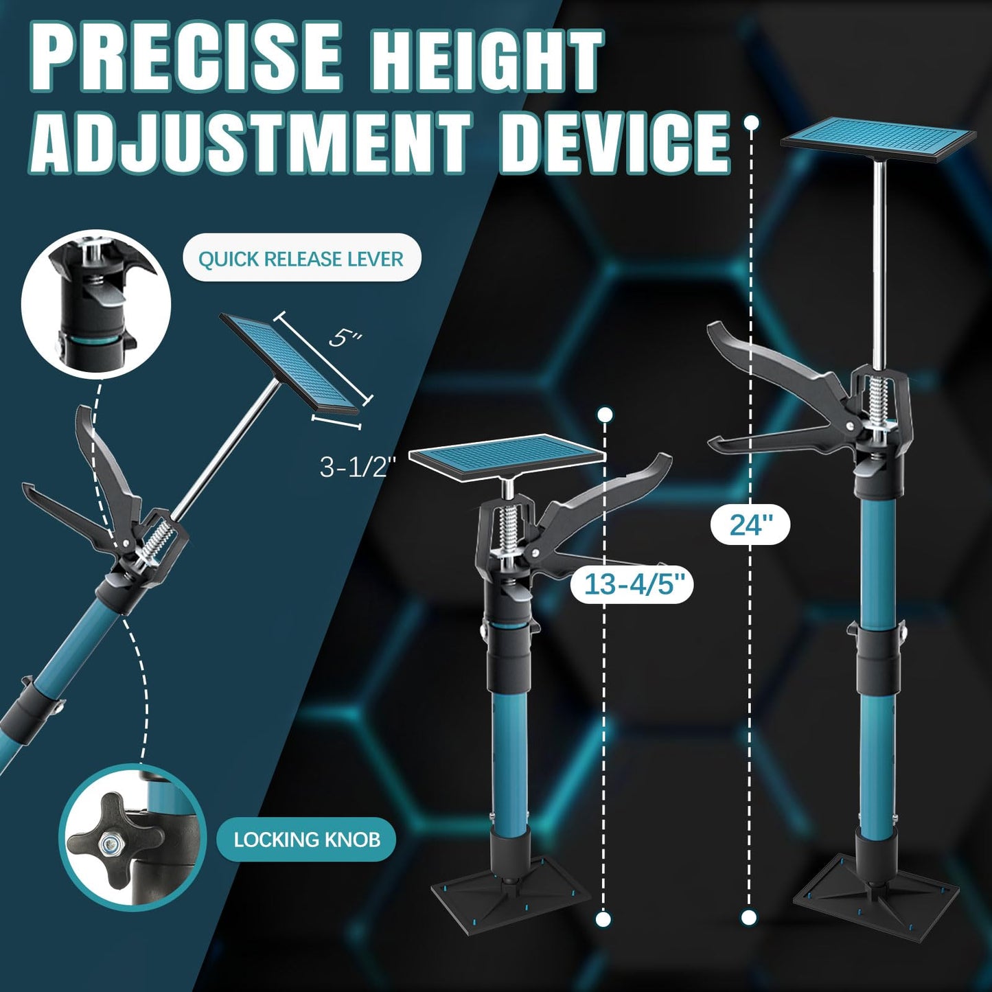 OUTIMATE Adjustable Support Pole, Cabinet Jacks for Installing Cabinets, Telescoping Support Poles Range from 13.8'' to 24'' Third Hand Tool for Installation, 132 LB Capacity, 4 Packs