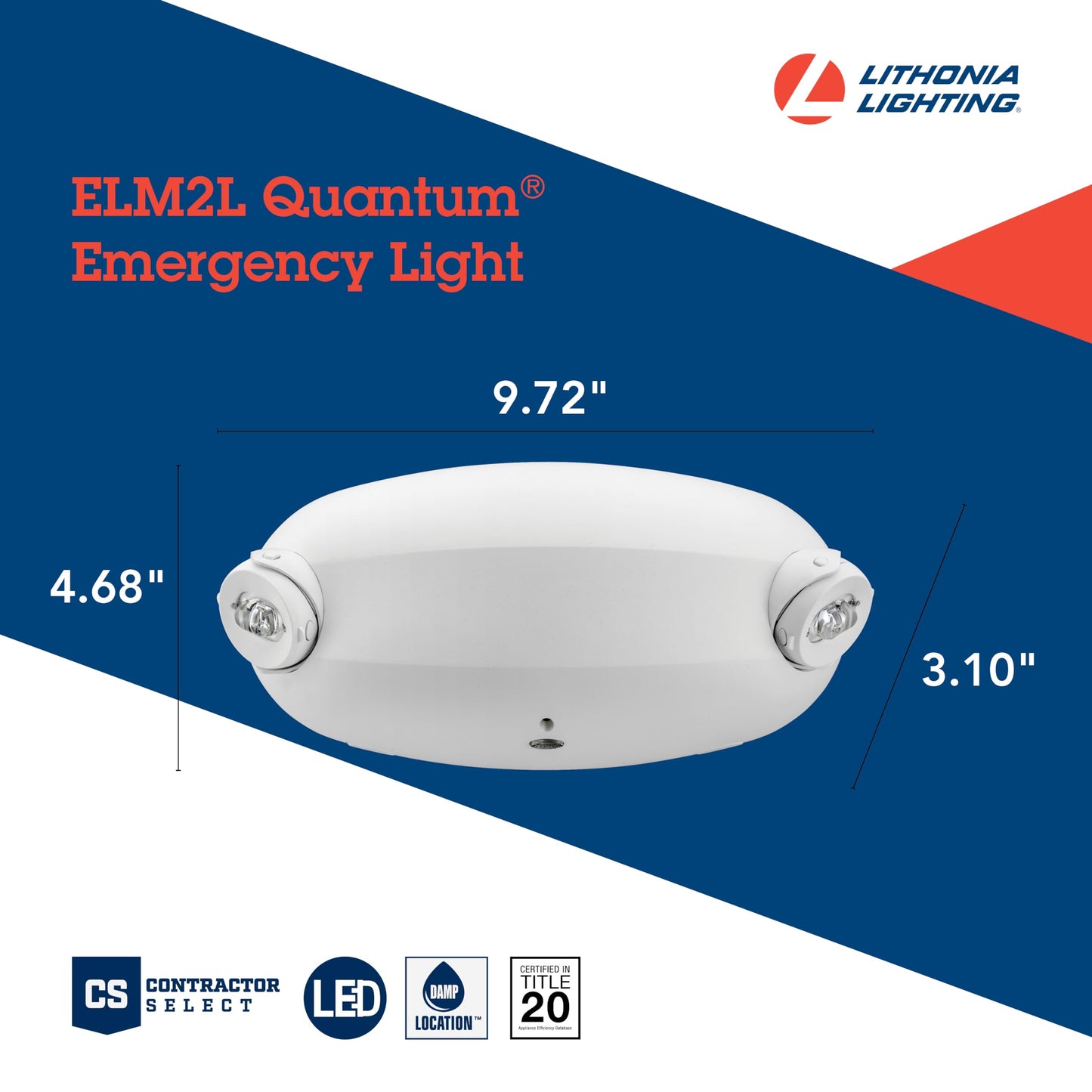 Lithonia Lighting Quantum LED Emergency Lights for Business, Aimable Emergency Light, Manual Testing, 220 Lumens, White (ELM2L M12)