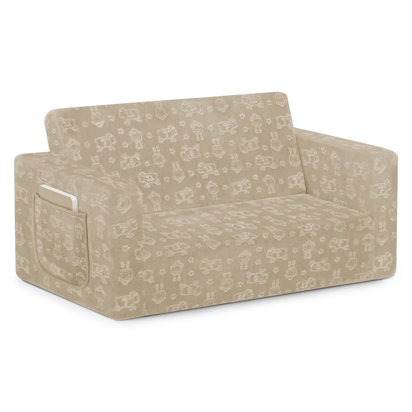 Delta Children - Serta Perfect Sleeper Kids 2-Seater Sofa, Convertible 2-in-1 Flip Open Toddler Couch Sleeper, Foam Chair for Playroom & Bedroom, Bed Lounger, Comfy Play Sleeping Lounge Chair, Cream