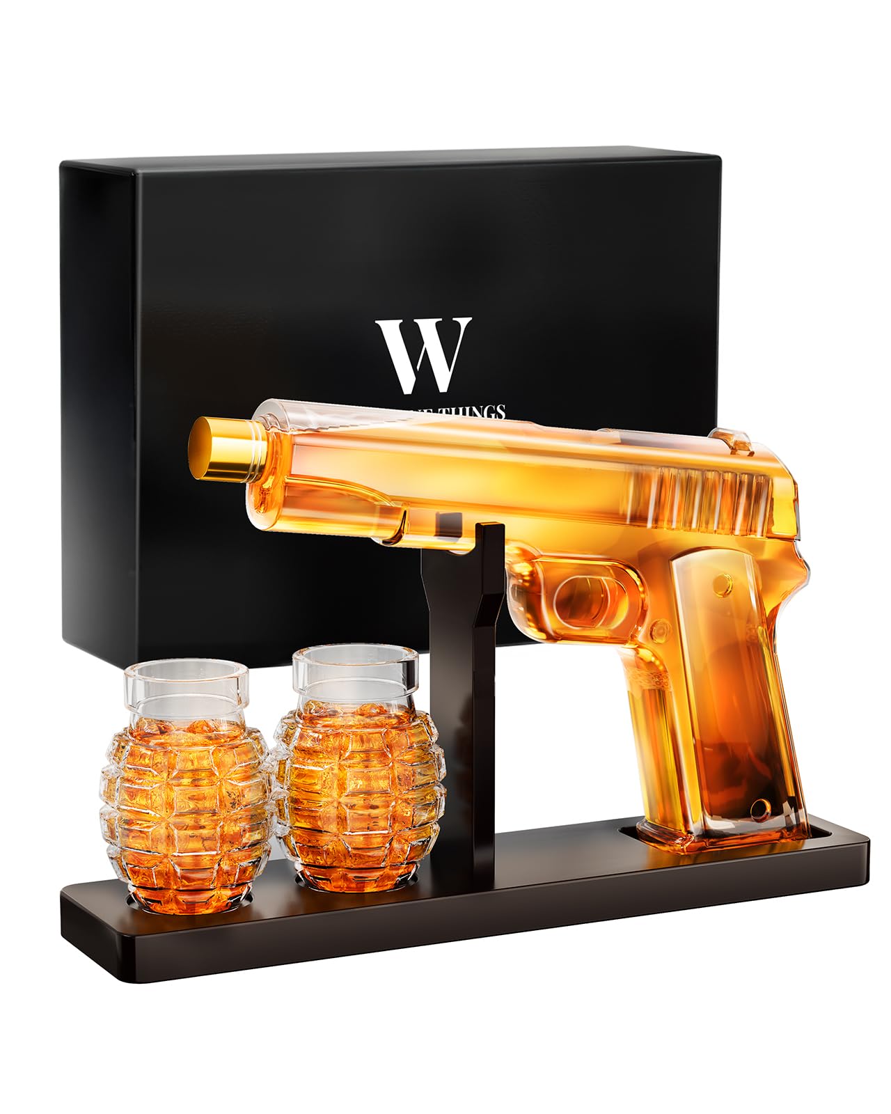Gifts for Men Dad, Whiskey Decanter Set with 2 Glasses, Ideas for Father, Husband, Boyfriend, Brother, Military Enthusiasts, Birthday, Anniversary, Valentine's Day, Drinking Accessories for Home Bar
