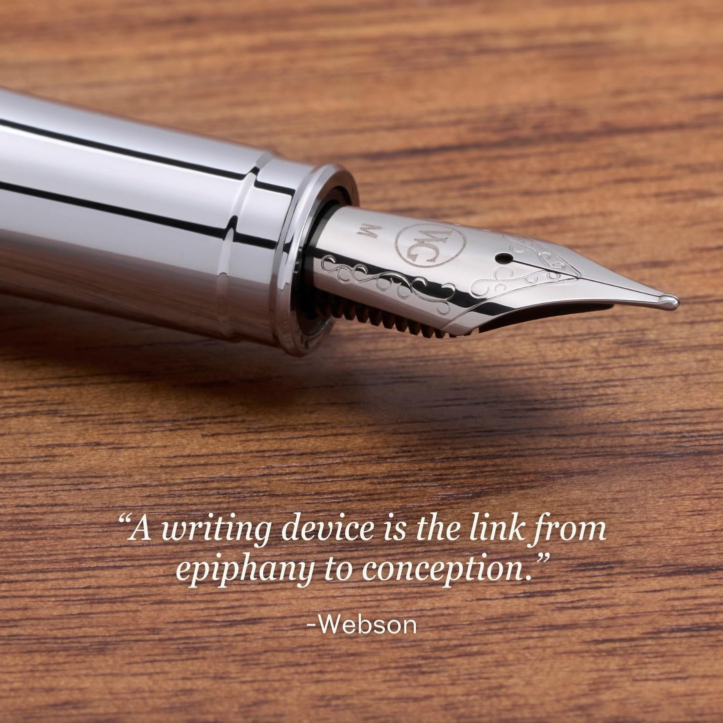 "Mirror" Chrome Luxury Executive Fountain Pen, Ultra Smooth Polished Chrome Silver Accents, Steel Nib, Easy Refill Ink Piston Converter, No Bleed No Smudge, Fits Our Instant Insert Ink Cartridges