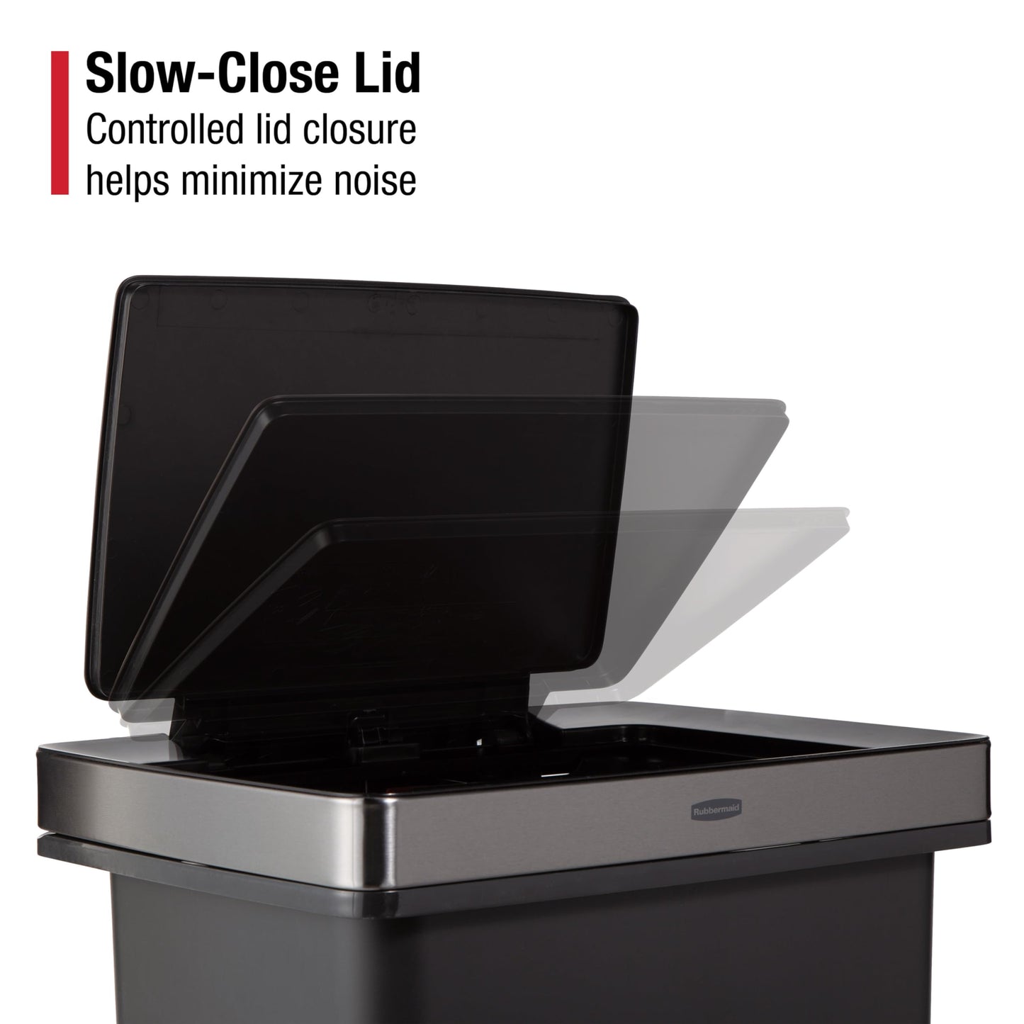 Rubbermaid Premier High-Capacity Step-On Trash Can, 19 Gallon, Single or Dual Stream Trash or Recycling, Charcoal, Stainless-Steel Rim, Lid Lock, Quiet Lid, for Home/Kitchen/Garage/Apartment