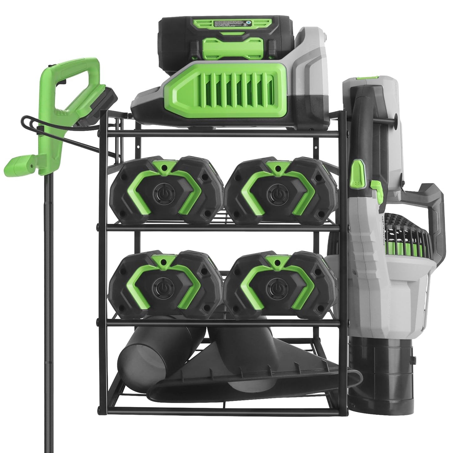 JAYOBGO Power Tool Organizer Wall Mount - Lawn Weed Eater Rack Hanger Power Tool Heavy Duty Holder for Ego Leaf Blower and Weed Eater, 2-in-1, Only Shelf