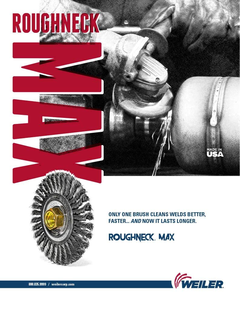 Weiler 13131 4" Roughneck Max Stringer Bead Wire Wheel, 0.020" Steel Fill, 5/8"-11 UNC Nut (Pack of 5)