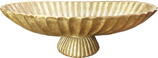 ARTRHYT 14.5" Large Decorative Long Bowl decor - Fluted Scalloped Decorative Bowls for Home Decor - Ruffle Decor,Stylish Key Bowl for Entry Table,Decorative Fruit Bowls for Kitchen Counter,Golden