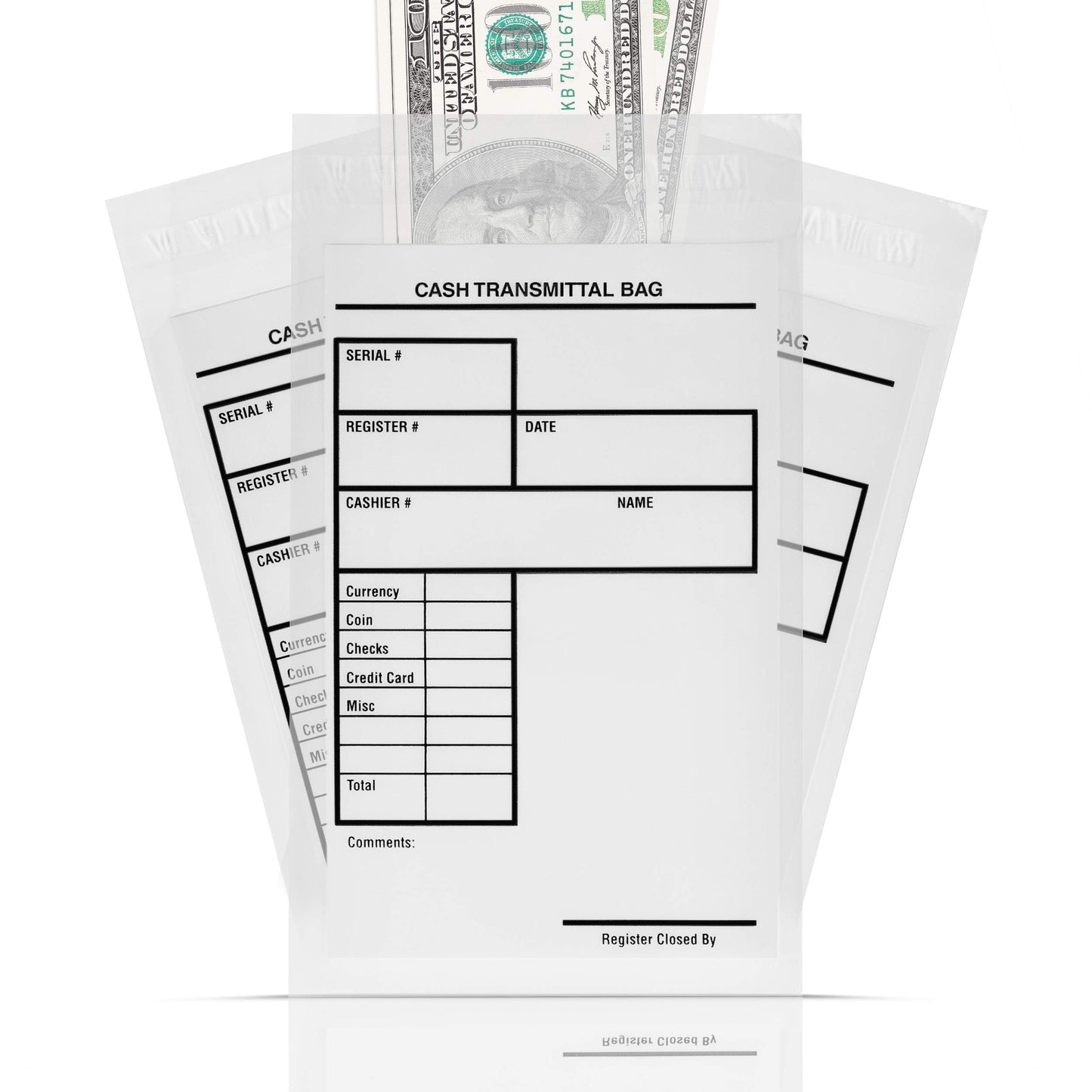 VaultGuard Tamper Proof Bank Deposit Bags - Self-Adhesive Seal, Write-On Surface, 6"x9" Clear Plastic Cash Envelopes | Pack of 500
