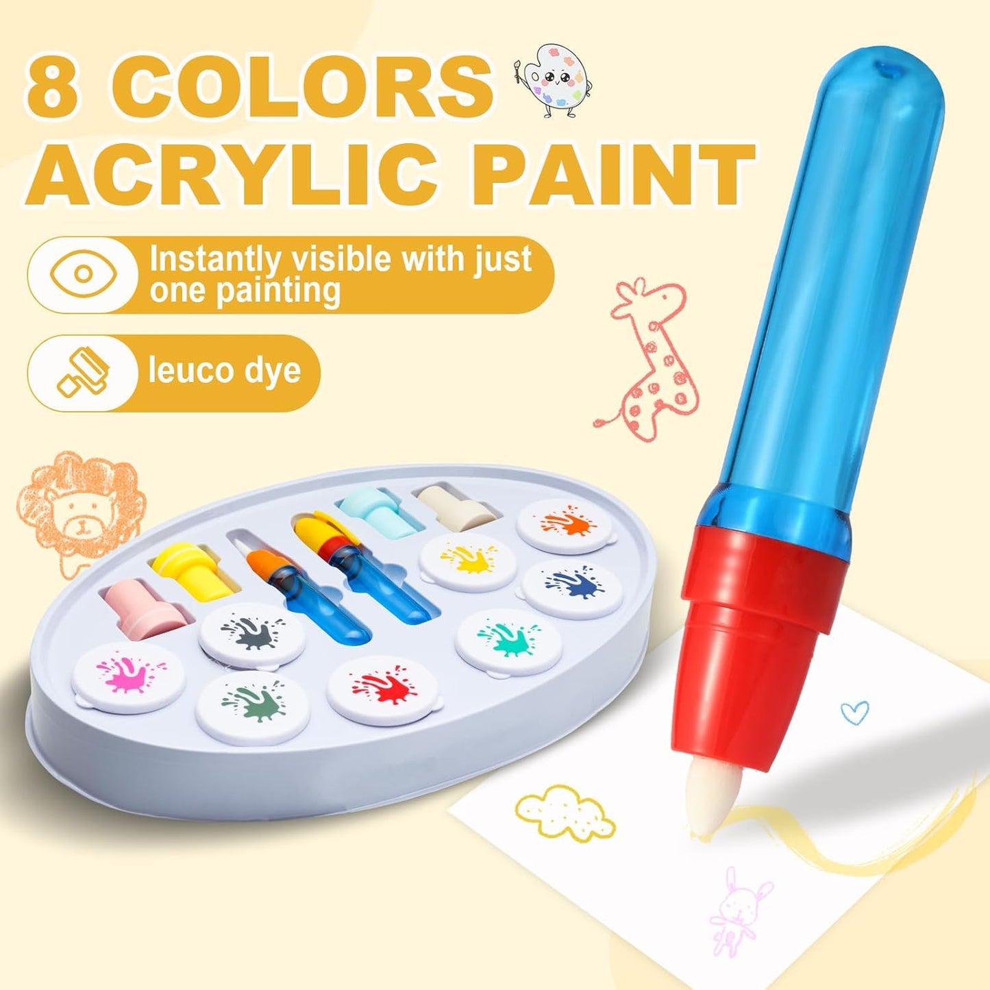 Leroxo Magic Light Brush,Mess Free Painting Station for Kids, Toddler Coloring,Gift for 3,4,5,6,7,8,9 Year olds(Magic Light Brush)