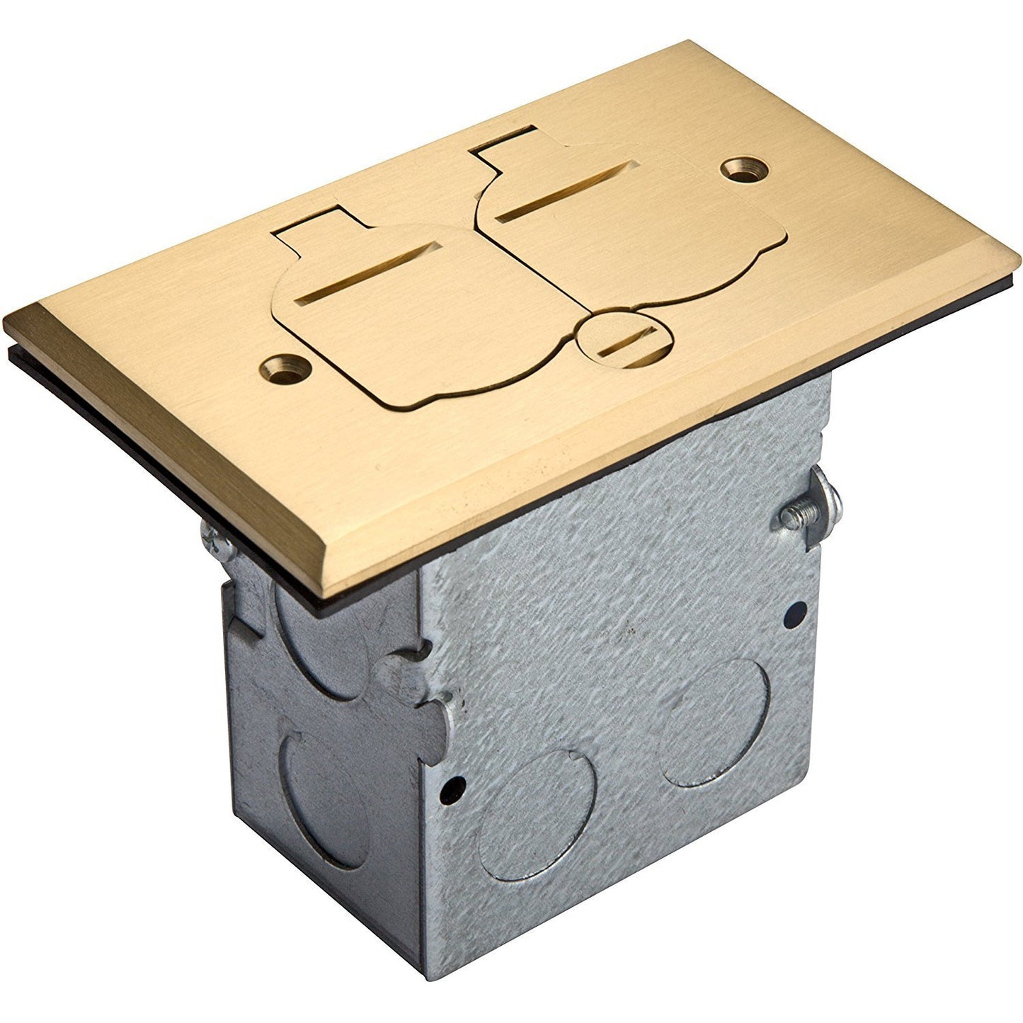 ENERLITES Flip Lid Cover Floor Box kit, 5” x 2.89” 1-Gang Cover, 20A Tamper-Weather Resistant Receptacle Outlets, Watertight Gasket, Corrosive Resistant Hardware, 975507-C, Brass (705507-C)