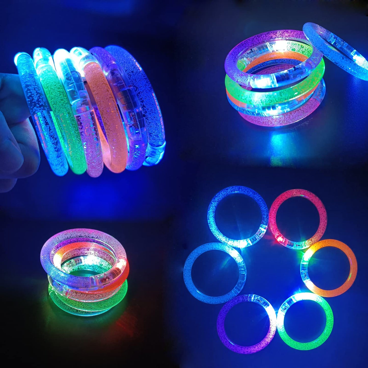 BATWEET 60 Pcs Glow In The Dark Bracelets, 6 Colors LED Bracelets Bulk Party Supplies for Kids and Adults, Glow Neon Party Favors Toys for Carnival Halloween Christmas Birthday Wedding