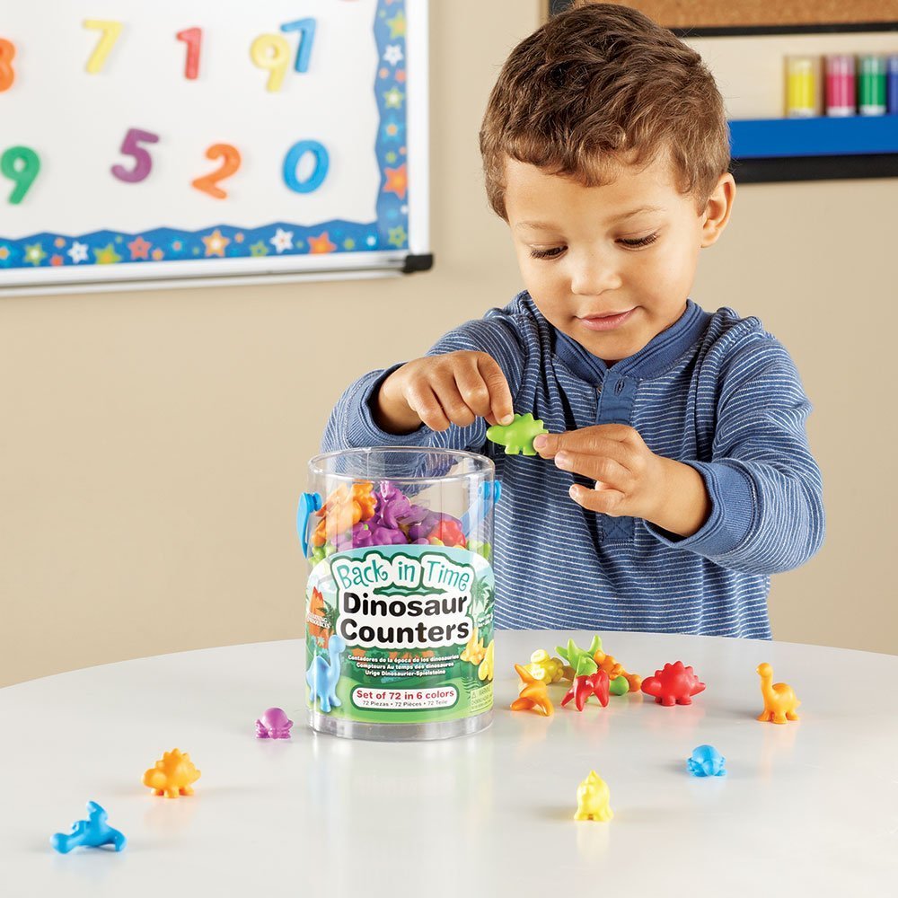 Learning Resources Back in Time Dinosaur Counters, Assorted Shapes and Colors, Set of 72, Ages 3+
