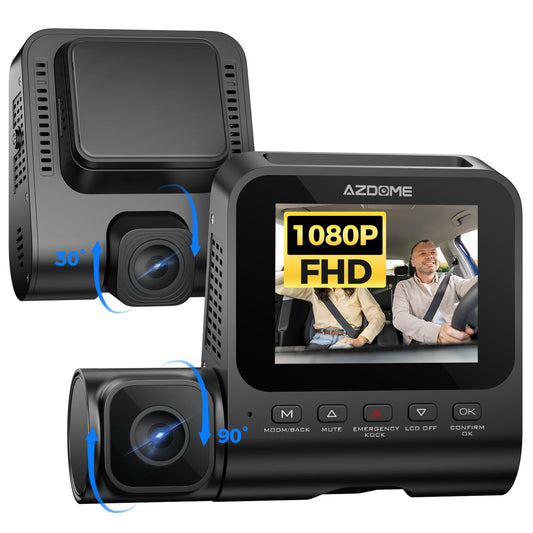 AZDOME V600 1080P Dual Dash Cam Front and Inside, 3'' Screen Dash Camera for Cars, IR Night Vision Dashcam, Car Dash Cam with 24/7 Parking Mode, G-Sensor, Loop Recording, Support 128GB, Easy Install