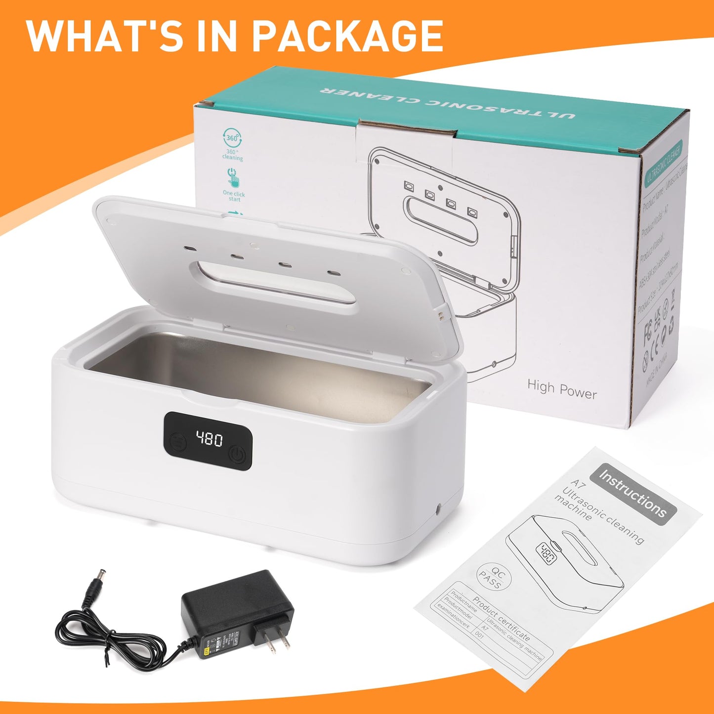 snawowo Ultrasonic Jewelry Cleaner Machine- 28oz/800ml 49KHz Professional Retainer Cleaner |5 Timers LED Display |304 Stainless Steel Tank for Jewelry, Dentures, Retainers, Glasses, Rings, Watch Strap