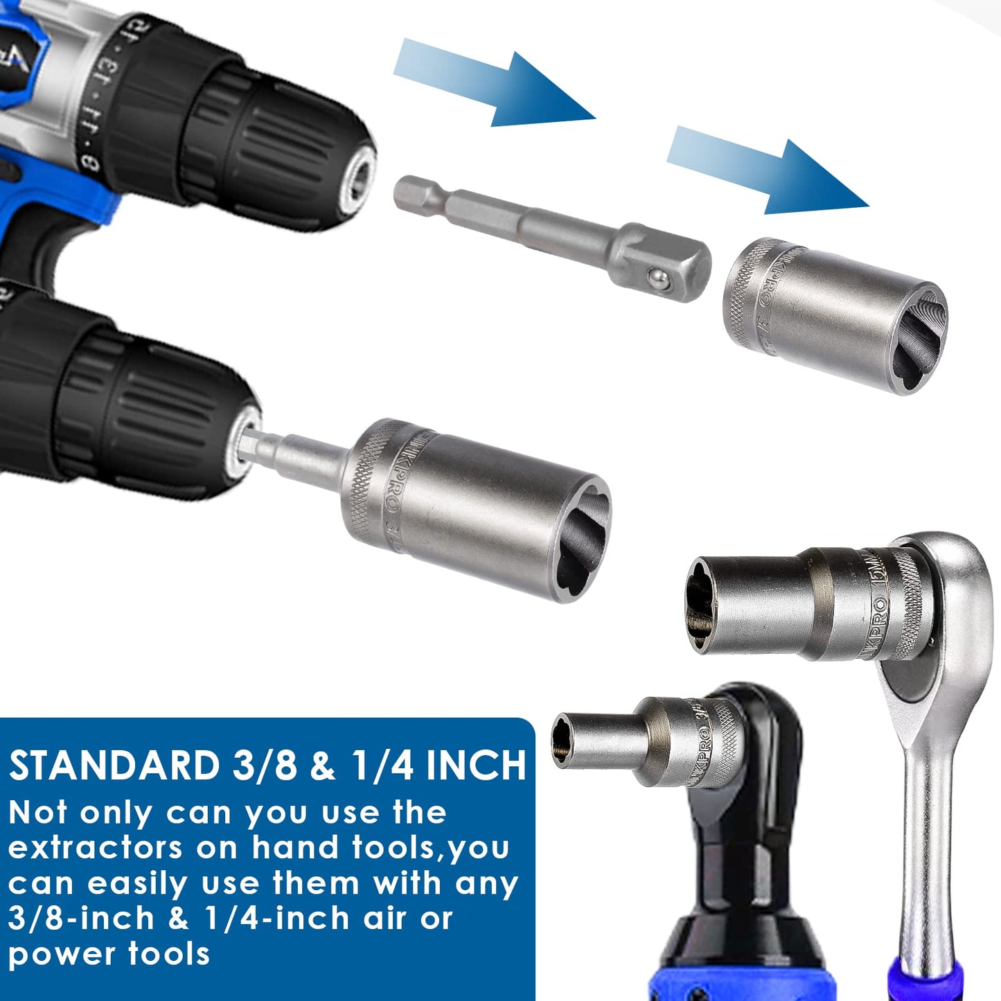 Thinkpro Bolt Extractor Set,17 Piece Wheel Lock Removal Kit,Lug Nut Extractor Set 1/2 Inch Drive,Lug Nut Remover for Removing Damaged, Frozen, Rusted, Rounded-Off Bolts, Nuts & Screws