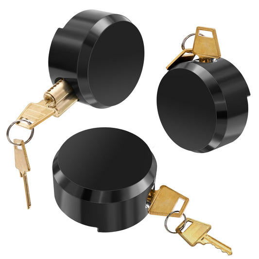 Alwapea 3 Pieces Hidden Puck Locks for Trailers, Hidden Shackle Padlocks Keyed Alike Trailer Puck Padlocks with Enlarged Lock for Vans, Black