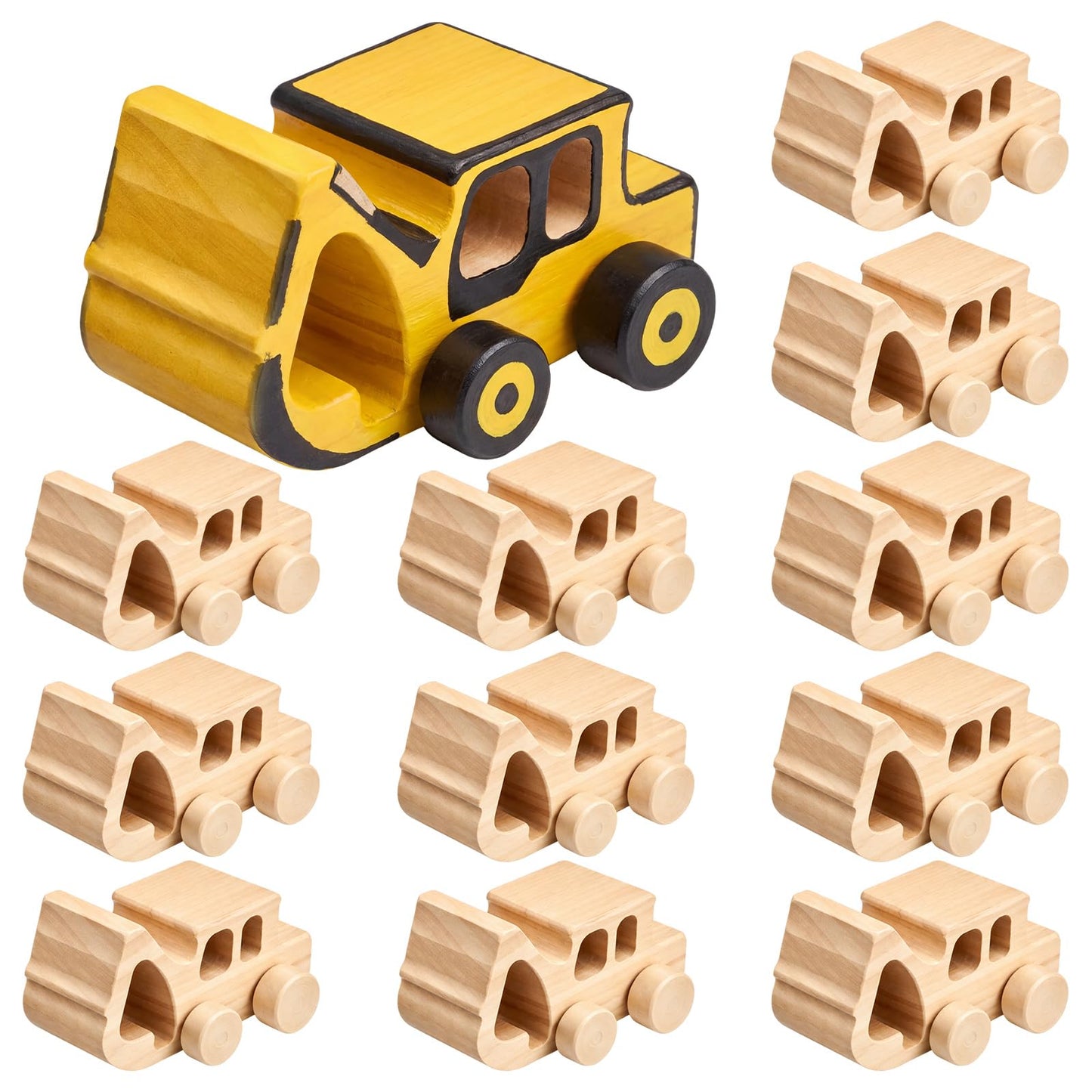Arrowbash 12 Pieces Construction Crafts Wooden Excavator Truck Crafts Kit DIY Unfinished Wooden Painting Excavator Truck Party Favors for Construction Birthday Party Home Activities Easy Supplies