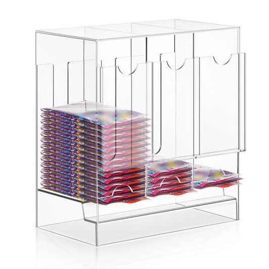 Colingmill 1 Pcs Acrylic Booster Pack Dispenser, Card Dispenser Storage and Organizer, for Trading Card, Booster Packs, Sports & More (3 Slots)