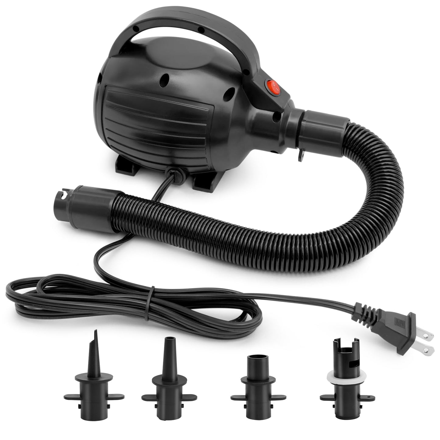 Electric Air Pump for Inflatables, 600W High Power Quick-Fill Air Pump with 4 Nozzles, Inflator & Deflator Pumps for Air Mattress Air Beds/Pool Toys/Pool Floats/Gymnastics Track Mats, AC 110-120V