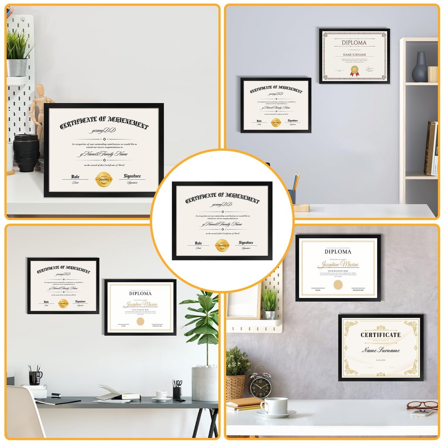 YixangDD 20 Pack Certificate Frames 8.5 x 11, College Diploma Frame with Clear Plexiglass, Black Degree Document Frame for Wall and Tabletop Display