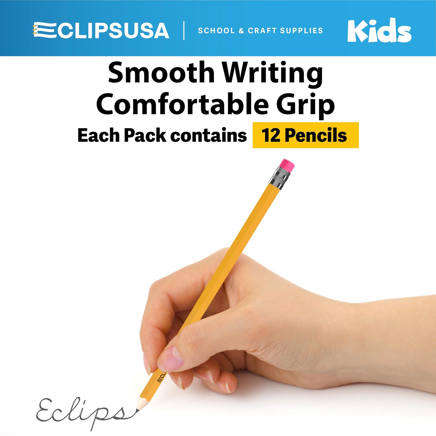 E-CLIPS USA Sharpened Pencils #2 Bulk, Classroom Must Haves School Supplies, Number 2 Pencils Bulk Office Supplies, 12 Per Box (48 Boxes)