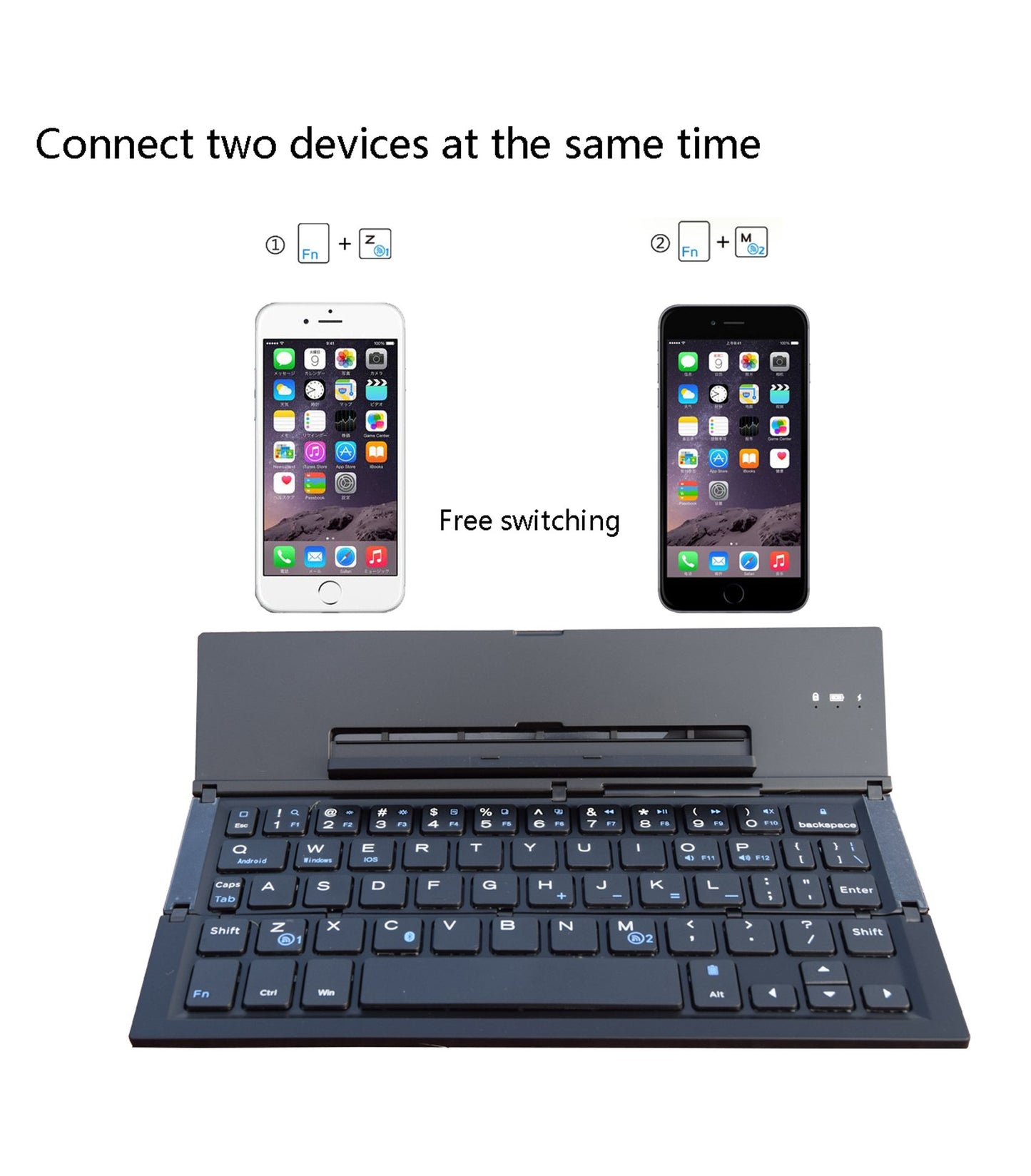 Geyes Bluetooth Keyboard Foldable, Portable Folding Wireless Keyboard with Portable Pocket Size, Aluminum Alloy Housing for iPhone,iPad, Tablet,Laptops and Smartphones (Black)
