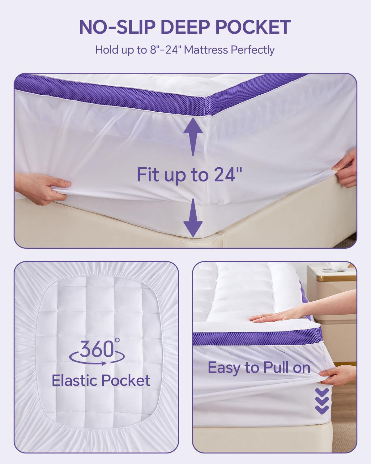 ChiXpace Dual Layer 4 Inch Memory Foam Mattress Topper King - 2 Inch Gel Memory Foam and 2 Inch Pillow Top Mattress Pad, Rayon Made from Bamboo Cover, 7-Zone Egg Crate Mattress Topper